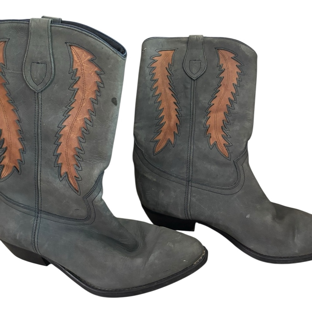 Dingo Women's Cowboy Boots Classic Gray and Brown Western Shoes - Picture 3 of 6